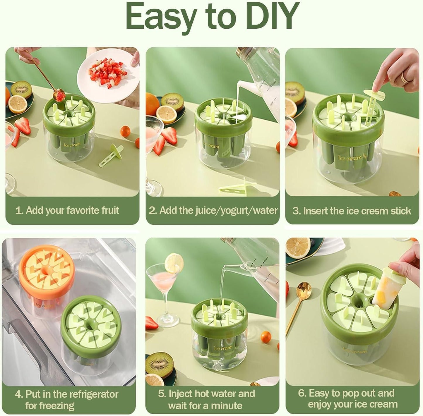 Reusable DIY 8 Pieces Ice Pop Mould - JSM